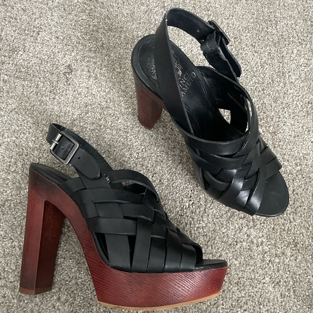 Vince Camuto leather woven platform heels size 7M